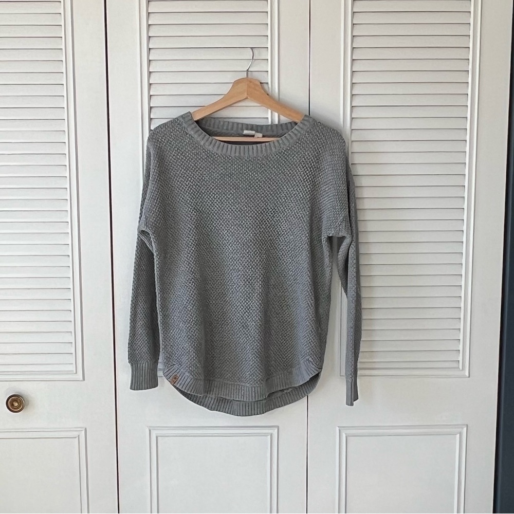 TenTree Highline Drop Shoulder Gray Cotton Sweater